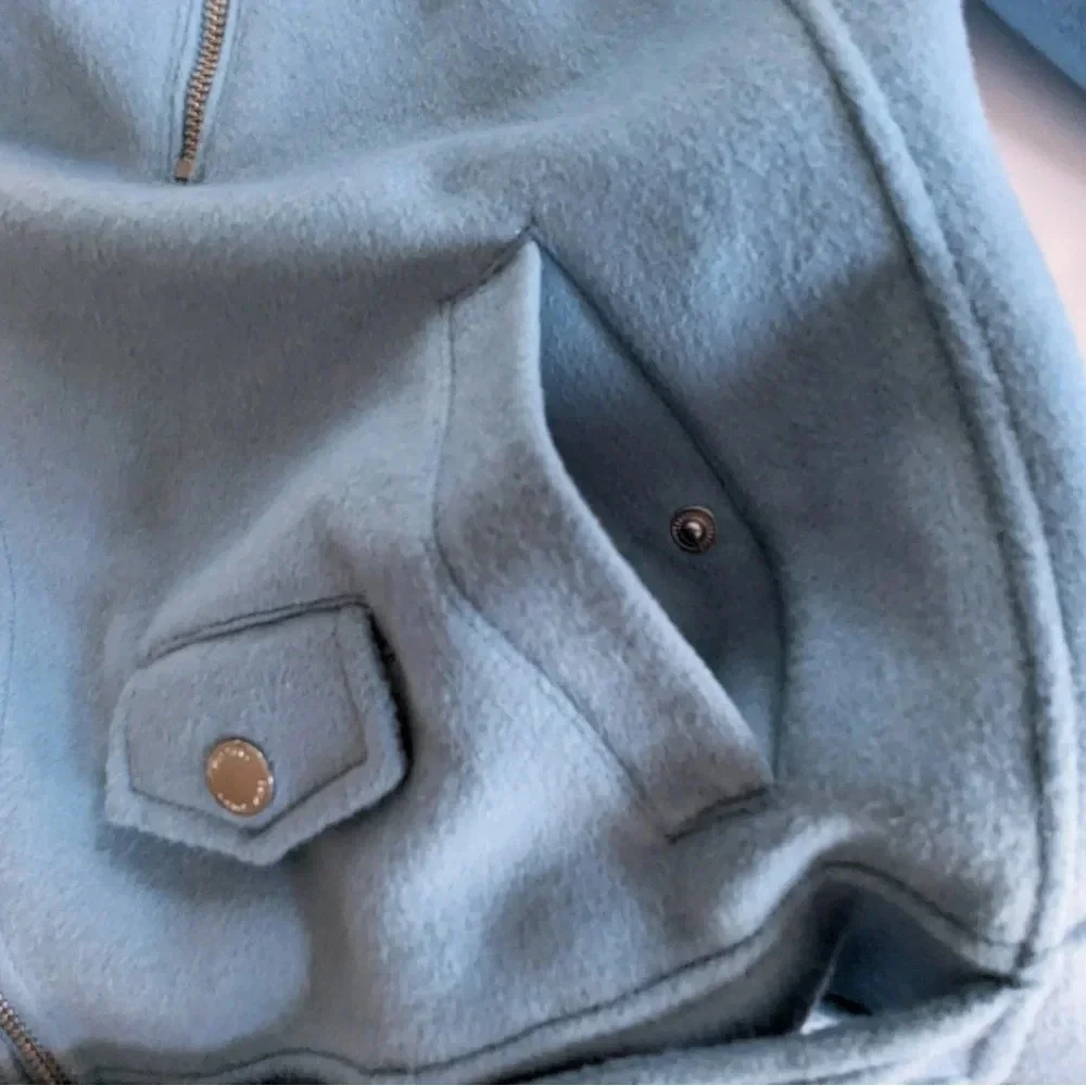 MICHAEL Michael Kors, Blue Wool Moto Jacket, Size Medium - Picture 7 of 8